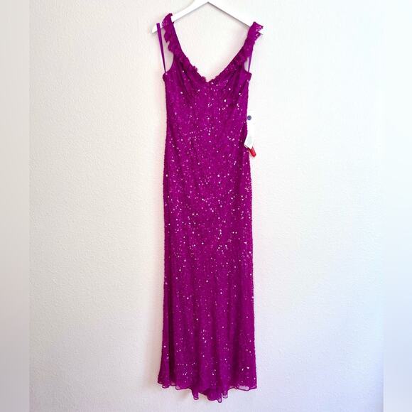 Mac Duggal 5674 Ruffle V-Neck Sequin Dress NWT Size 10 - Picture 2 of 8